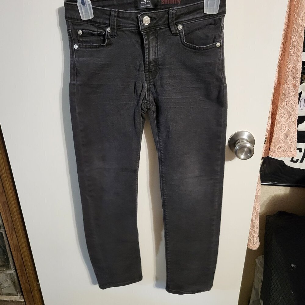 GIRLS 7 FOR ALL MANKIND BLACK SKINNY SLIMMY JEANS SZ 10